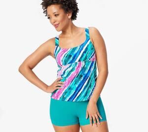 Kim Gravel x Swimsuits For All Scoop Neck Tankini Set w/ Bike Shorts 14